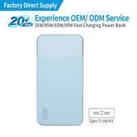 Batería Externa Portátil de Carga Rápida de Alta Calidad con Logotipo Personalizado OEM, 35 W, 45 W, 65 W, 10000 mAh, 20000 mAh, Kit de Batería Externa con Cables