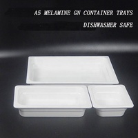 Vaisselle de restaurant commercial, conteneur de maintien au chaud pour buffet, plateau rectangulaire profond en mélamine blanc GN 1/1