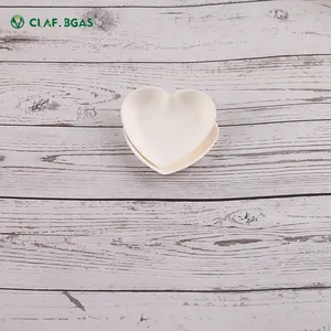 Heart Shape Plate Bagasse Sugarcane Biodegradable Plate For Finger Food