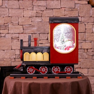 Mini train de Noël, jouet cadeau avec musique, lumière et <span class=keywords><strong>neige</strong></span> qui tombe, pour enfants, décorations artisanales de Noël - Product Image 1