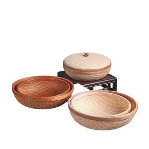 <b>Bamboo</b> Woven Storage <b>Basket</b> Round Handmade For Living Room Food Container Set - Product Image 5