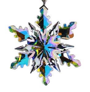 2024 NEW Design 4" Clear Snowflake Ornaments Crystal Christmas Ornaments Christmas Tree Ornaments Hanging Snowflake Decorations - Product Image 1