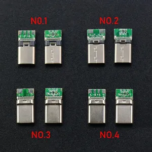 USB 3.1 Type-C مقبس ذكر 2.0 3.0 منفذ شحن موصل مع هيكل معدني الغطاء العلوي والسفلي بيانات الأسلاك لحام W / PCB مجلس