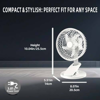 Nouvel Arrivage Ventilateur de Table Solaire d'Urgence 8 Pouces avec Clip, Lumière Nocturne, Rechargeable Mécanique, Batterie Lithium 3000mAh, Moteur DC, Faible Bruit