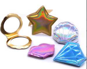 PU không thường xuyên Lip Pocket gương biểu tượng tùy chỉnh vỏ sao Tim Vanity gương đôi bên nhỏ gọn Pocket sao kim cương Vanity gương - Product Image 1