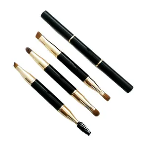 FYD Hochwertige Großhandel vegan individuelle schwarze Spoolie Augenbrauenpinsel 2 in 1 Doppelspitzen-Makeuppinsel Makeup-Werkzeugset