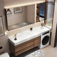 Mobile Lavanderia Tutto-in-Uno con Lavello, Mobile Bagno in Alluminio a Nido d'Ape, Combinazione Lavabo e Mobiletto