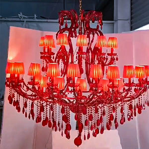 Lusso Maria Teresa lampadario di cristallo luce grandi braccia di vetro a LED per Hall Hotel di colore rosso - Product Image 2