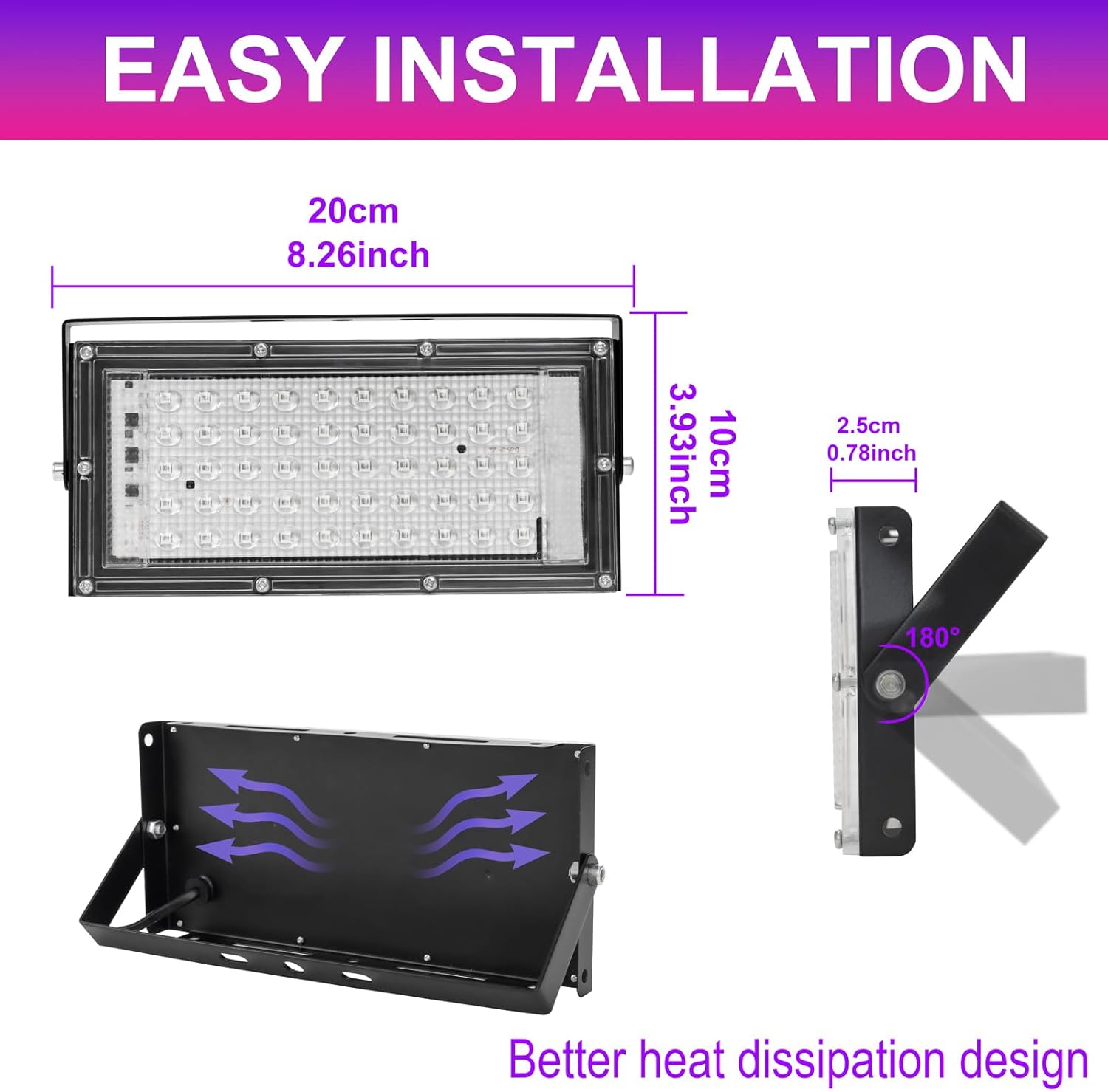 Negro - 50W - 50 LEDs {Sin soporte}