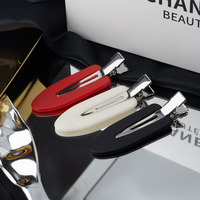 Barrettes à cheveux Yuxi personnalisées avec logo, sans plis, colorées, plates, en forme de bec de canard, pour le maquillage, en acétate, sans pliage