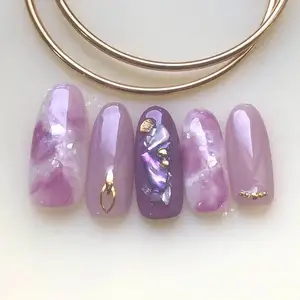 Nails Speaker Light Purple Color Daily Life Nails Ombre Short Round Acrylic 18 In 1 22in 1 Custom Logo Design Finger ABS
