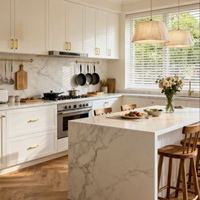 Meubles sur mesure BALOM pour toute la maison, armoire moderne de luxe légère avec îlot central, armoire de cuisine certifiée CE, prête à assembler