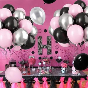 Ballons roses <span class=keywords><strong>et</strong></span> noirs de 12 pouces, ballons en latex argenté métallisé pour anniversaires, baby showers, Pâques, fêtes de remise de diplômes, décoration - Product Image 5