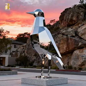 Custom Design Moderne Stijl Grote Geometrische Gesneden Roestvrij Staal Vogel Beeldje Sculptuur Voor Outdoor Landschapsdecoratie - Product Image 6