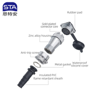 Conector de Aviación Metálico de Cobre Roscado WF24 IP67 Impermeable, Enchufe de Ángulo Recto con Brida Cuadrada para Alimentación LED