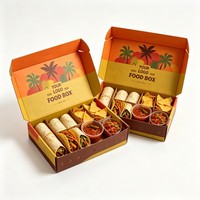 Caja para llevar de fábrica con compartimento para salsa, desechable, de cartón, para comida rápida, para dumplings, para llevar