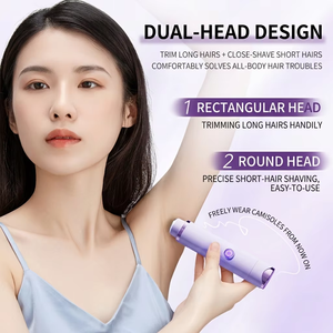 Depiladora Femenina de Uso Continuo de 300 mAh, Recortadora de Bikini Multifuncional de Doble Cabezal, Recargable por USB Tipo-C para el Hogar - Product Image 5