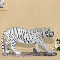 Statue de tigre orange-jaune avec rayures noires, figurine réaliste d'animal de la jungle, décoration intérieure, accessoire photo, thème safari animalier