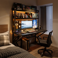 Bureau d'ordinateur simple en bois tout-en-un avec panneau perforé et chaise en métal pour chambre, maison, bureau ou salle d'étude