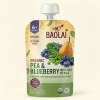 Sachet Doypack Personnalisé en Plastique Imprimé pour Aliments Liquides, Boissons, Purée Bébé, Yaourt, avec Bec Verseur 90g