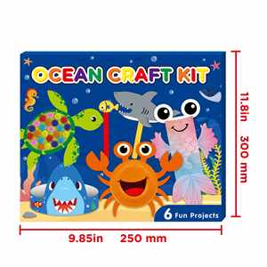 Kit d'activités créatives multifonctionnel pour enfants : autocollants en papier et boules de feutre à faire soi-même, motifs animaux marins - Product Image 5