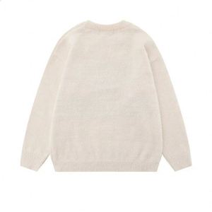Fabricante de prendas de punto, suéter de punto con cuello redondo y logotipo personalizado con letras jacquard para hombre - Product Image 2