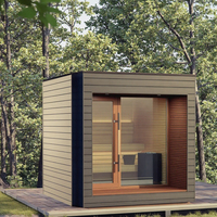 Cabine de sauna carrée autoportante pour jardin, sauna extérieur en bois résistant aux intempéries