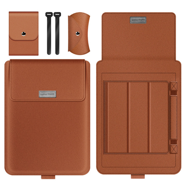 Factory Wholesale Waterproof Foldable 3 in 1 PU Leather Laptop Sleeve Bag Case with Custom logo for Macbook Air