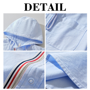 เสื้อแจ็คเก็ตมีฮู้ดซิปแบบลำลองสำหรับทุกเพศ ยี่ห้อ KingSen น้ำหนักเบา ระบายอากาศได้ดี ลายทางตัดกัน ทรงหลวม กระดุมตกแต่ง - Product Image 6