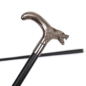 Bastón de Lujo con Cabeza de Lobo Plateada, Mango de Metal, Eje Negro, Diseño Animal Tallado, Bastón de Caballero, Venta al por Mayor - Product Image 5