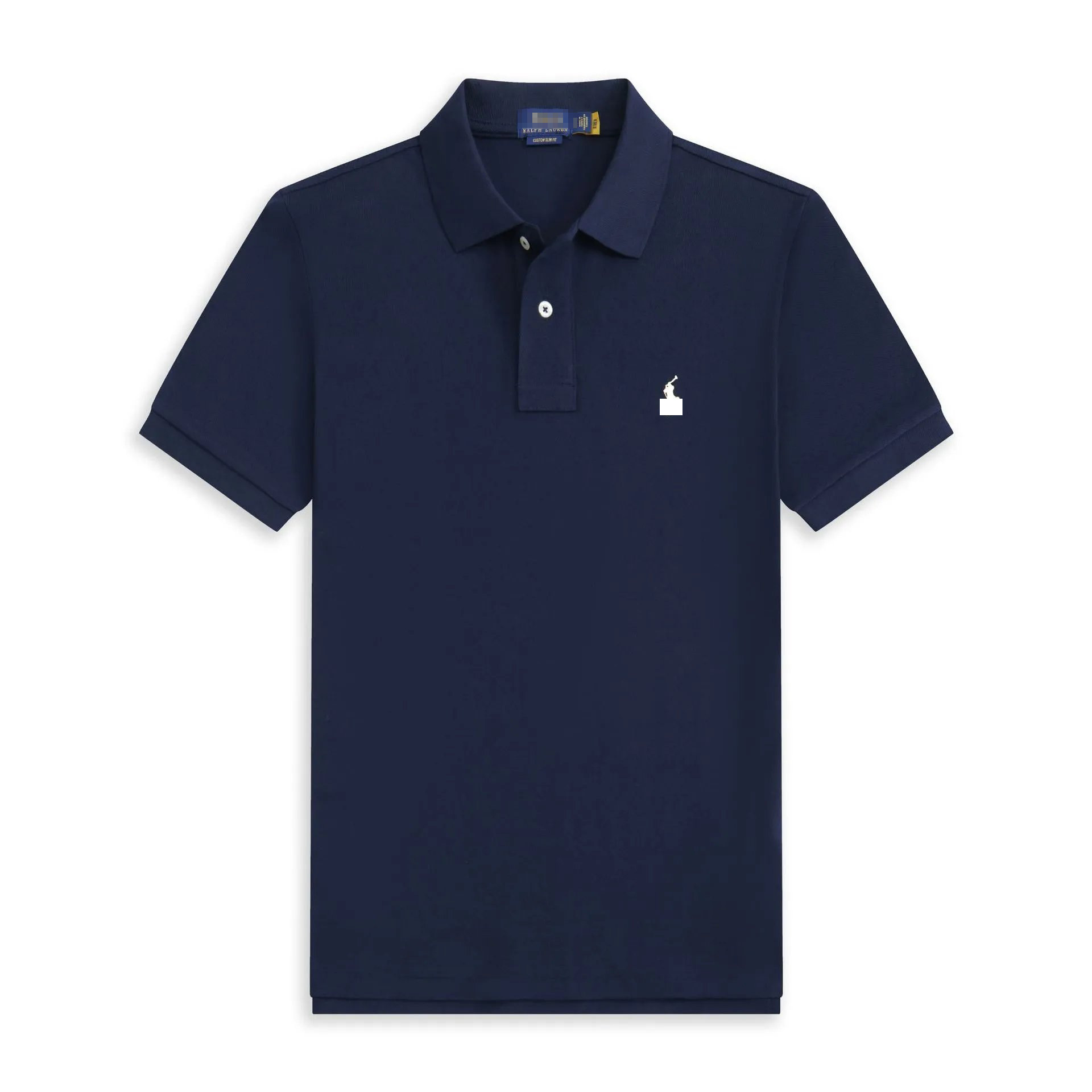 Polo manga corta-azul marino etiqueta blanca