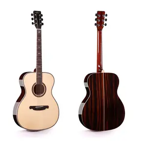 Precio de fábrica OM 40 pulgadas Sitka abeto single top negro sándalo madera volver brillo guitarra acústica