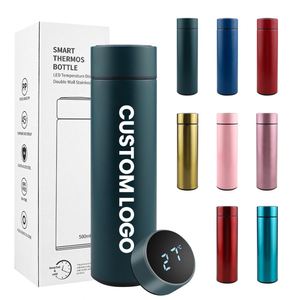 Bouteille d'eau intelligente numérique avec affichage de la température LED, thermos isotherme en acier inoxydable de 500 ml avec logo personnalisé - Product Image 1