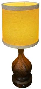 Midcentury Wood Base Table Lamp With Yellow Textile Shade Warm White <b>Light</b> For Living <b>Room</b> - Product Image 4