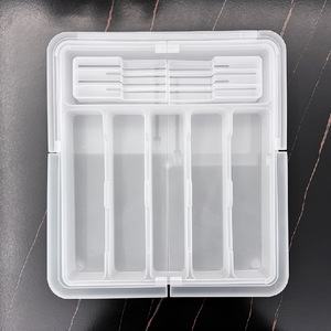 Nhà bếp mở rộng ngăn kéo lưu trữ đồ dùng tổ chức đa mục đích nhựa bốn hướng Kính thiên văn ngăn kéo-phong cách hộp dao kéo - Product Image 5