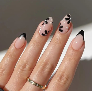 KQueenest 30 <span class=keywords><strong>Uñas</strong></span> Postizas Marrones con Punta Francesa, Forma Almendrada Corta, Acrílicas, Color Nude Natural, para Mujer, Otoño/<span class=keywords><strong>Invierno</strong></span> - Product Image 3