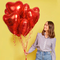 Ballons en forme de cœur en aluminium rouge de 18 pouces pour les décorations de fête prénatale, de mariage et de Saint-Valentin