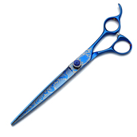 Ciseaux de toilettage pour chiens 7 pouces, ciseaux de coiffure pour animaux de compagnie bleus, ciseaux droits, ciseaux à effiler, ciseaux courbes Z3004