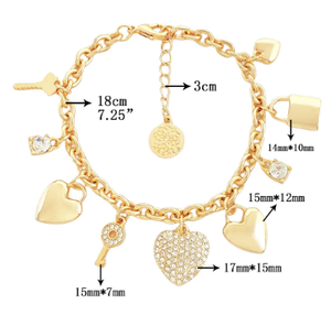 2026 Nuevo de Moda Tendencia Joyería Pulsera Cadena Geométrica con Corazón de Diamante Atractiva para Mano de Mujer - Product Image 3