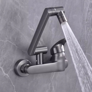 Robinet d'évier de cuisine mural pliable télescopique rotatif à main au design moderne chaud et froid vente en gros personnalisé - Product Image 1