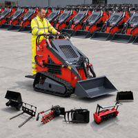 Pengiriman Gratis Mini Skid Steer Loader Kubota Mesin Diesel Loader Kecil Beroda/Rantai/Dengan Bucket