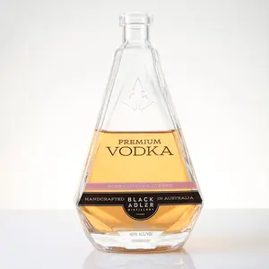 Siêu Flint rượu Vodka Chai 700ml tùy chỉnh thiết kế rõ ràng Brandy Whisky Chai Thủy Tinh Độc Đáo Màn hình in ấn nước giải khát Sơn Đông