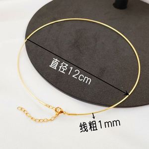 Minimalist Trendy 1MM Thick Choker <b>Necklace</b> PVD 18K Gold Plated Stainless Steel Wire for Women Daily Wear - Product Image 3