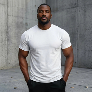 T-shirt de sport pour homme, personnalisé par le fabricant, de haute qualité, doux au toucher, extensible, imprimé, respirant, à séchage rapide, élastique, pour le sport en plein air - Product Image 1