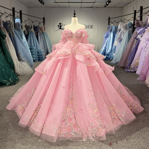 Vestidos de Instagram Dy1535, Vestido Rosa de Quinceañera con Escote Corazón, Vestidos de XV Años con Hombros Descubiertos, Jancember - Product Image 5