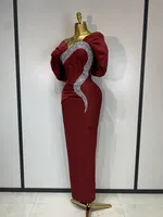 Damen Schulterfreies Rückenfreies Glänzendes Strass-Bandage-Bodycon-Kleid Sexy Geburtstags-Abendparty-Ballkleid