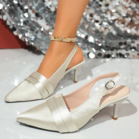 Nouveauté Sandales à talons hauts à bride arrière pour femmes - Satin violet Bout pointu Talons aiguilles pour soirée/soirée