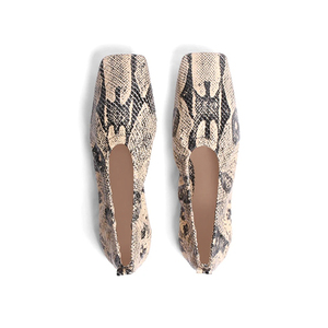 Zapatos planos de Ballet para mujer, calzado suave para conducir cada día, sin cordones, informal, con punta cuadrada, piel de serpiente - Product Image 3