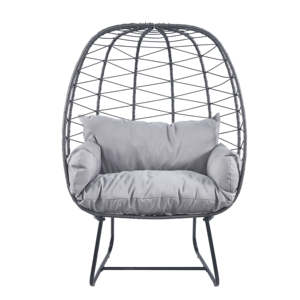 Fauteuil œuf en rotin moderne pour l'extérieur avec support et coussins pour patio, jardin, véranda - Product Image 4