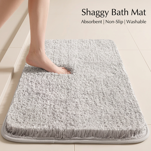 Custom Color Soft Microfiber Shaggy Microfiber Bath <strong>Mat</strong> Non Slip Absorbent Plush <strong>Bathroom</strong> Shower Floor Rug - Product Image 1